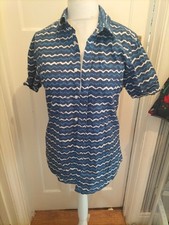 Mens Red Herring Size Medium Blue/White/Navy Short Sleeved Shirt