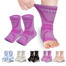 Copper Ankle Brace Infused Support Compression Purple Small