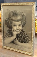 Vintage Metal Ornate Gold Tone Picture Frame 8x10, Includes B W Photo Of Girl