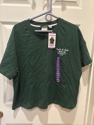 NEW W/tags Scotch Soda Size XXL Athletic Club Boxy Tee Green 1985 Graphic Print