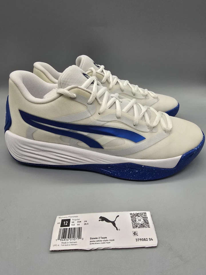 Tenis de baloncesto PUMA Stewie 2 Team para mujer talla 12 EE. UU. - blanco-Clyde Royal Foto 2 de 4