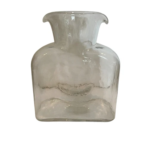 Authentic Blenko Glass ClearDouble Spout Water Jug Carafe Pitcher  Pebbled 2007