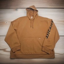 Dickies Tan Hoodie Men 2XL Fleece Pullover Pockets Hood Spellout Logo Streetwear