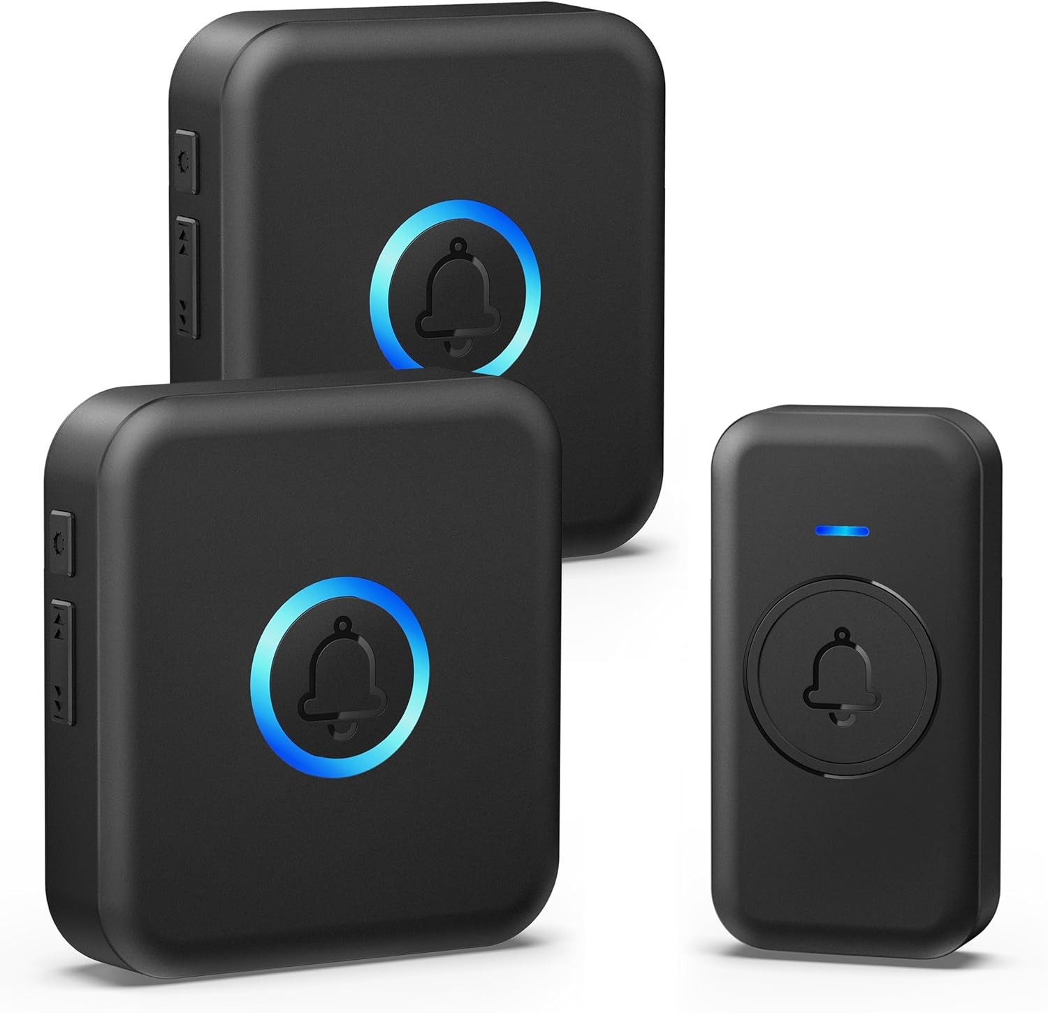 Waterproof Wireless Doorbell with 60 Chimes 2 Receivers Black-image