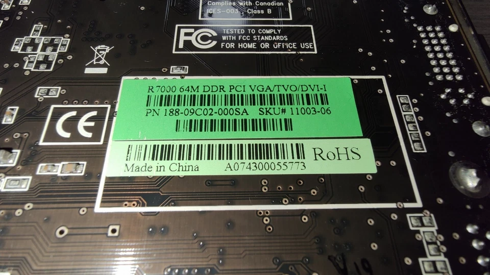 SCHEDA VIDEO GRAFICA ATI RADEON SAPPHIRE 7000 64MB DDR VGA TVOutput DVI-I PCI - Immagine 4 di 4