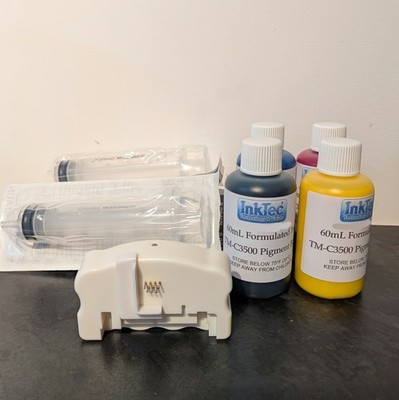 Tintenpatronen Resetter für Epson TM-C3500 / C3510 PLUS Inktec Pigment Tinte Refill