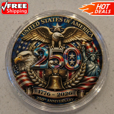 Gold Plated USA 250th Anniversary Commemorative Double-Sided Coin Gift 1776-2026