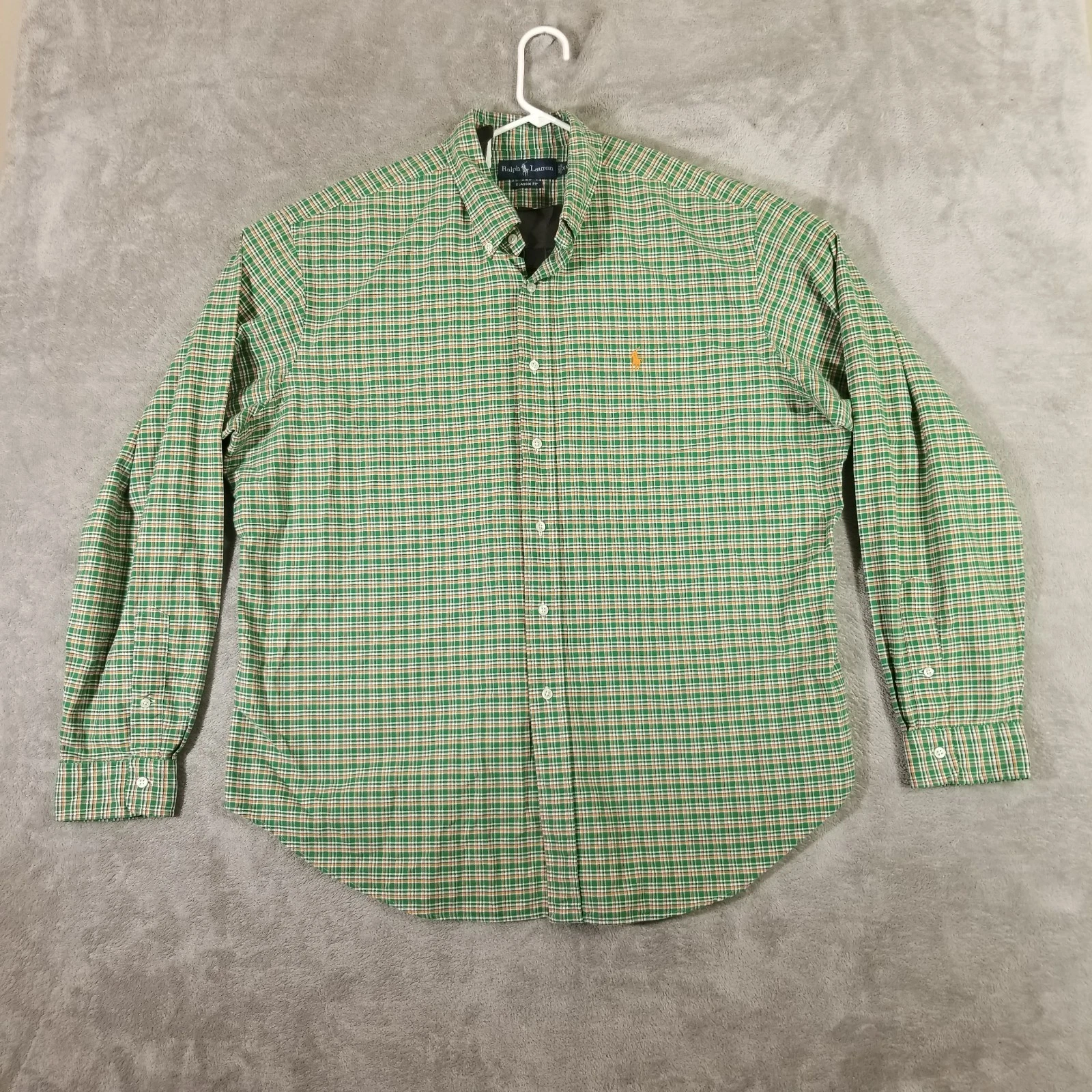 Ralph Lauren Shirt Mens 2XL Green Check Button Up Long Sleeve Classic Fit
