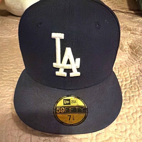 New Era 59FIFTY Los Angeles Dodgers Baseball Fitted Cap Hat Blue Size 7 1/8