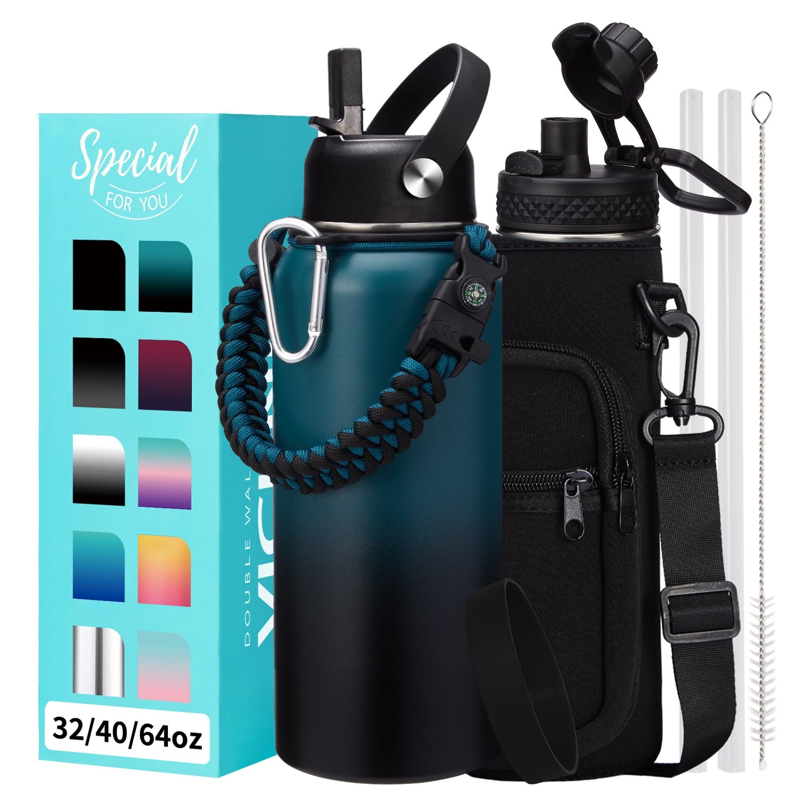 - With Straw & 32 Ounces, Indigo Black