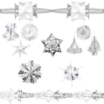 Weihnachtsfolie Deckendeko 2-farbig weiß / silber - Design wählbar
