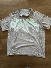 Tommy Bahama IslandZone Polo Shirt XL Gray Tropical Leaf Print Performance
