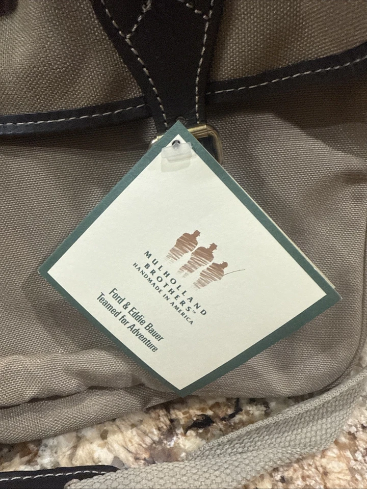 Vintage Eddie Bauer Mulholland Brothers Ford Edition Canvas Leather Bag w/ Tag - Image 2 of 4
