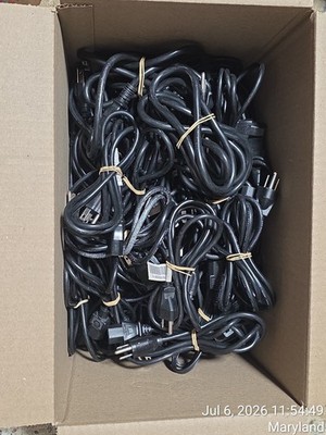 Lot of 50 3-Prong Standard PC Computer Monitor AC Power Cord Cable various size