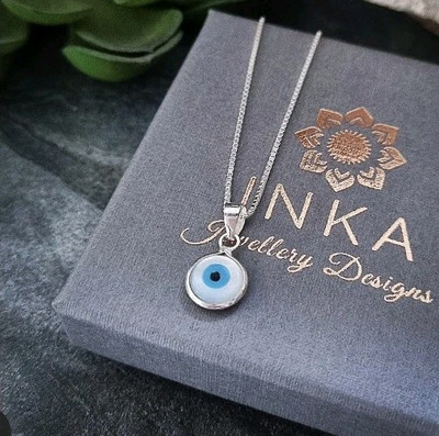Sterling Silber BÖSES AUGE Halskette 16'' 925 Box Kette SCHUTZ YOGA von INKA