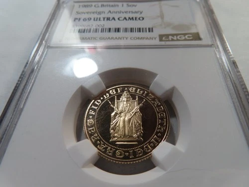 P7 Great Britain 1989 GOLD 1 Sovereign Anniversary NGC PROOF-69 ULTRA CAMEO