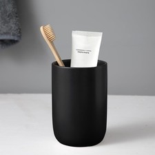 Matte Black Toothbrush Holders for Bathrooms - 1 Cups Ceramic Toothbrush Toot...