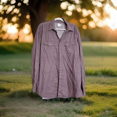 Pearl Snap Wrangler Wrancher Shirt Button Up Sz 2XL Tall Red White Cowboy Rodeo