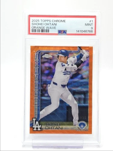 SHOHEI OHTANI 2025 TOPPS CHROME ORANGE WAVE DODGERS /25 PSA 9 Q4444