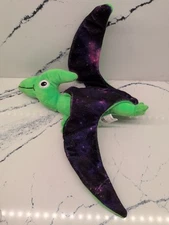 Fun Express Dino Boy Pterodactyl Dinosaur 10” Plush Green Purple Space Wings Fly