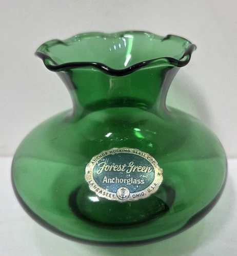 Vintage Anchor Hocking Forest Green Vase NWT