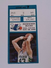 Charlotte Hornets Milwaukee Bucks Ticket Stub Seat 10 Nov 28 1990 Jack Sikma NBA