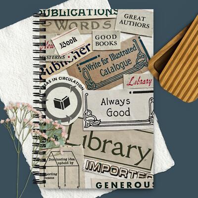 Blank Journal 5.5 × 8.5 Inches, Bookish Words, Spiral Bound, 140 Pages