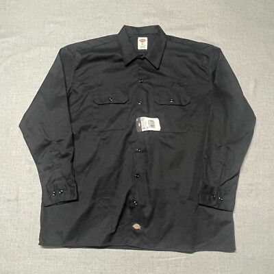 Dickies Shirt Men's XL Black 574 Long Sleeve Work Embroidered Chris Stapleton