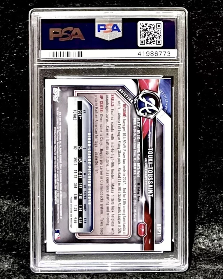 2018 Bowman Pros Chrome Gold Rookie Refractor 22/50 Touki Toussaint PSA 10 Gem - Image 2 of 2