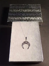 Celtic Horn Necklace Pendant 925 Sterling Silver Crescent Moon Necklace 10" NEW