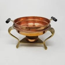 VTG Copper Chafing Dish w/ Sterno Holder - No Markings Missing Lid See Pics