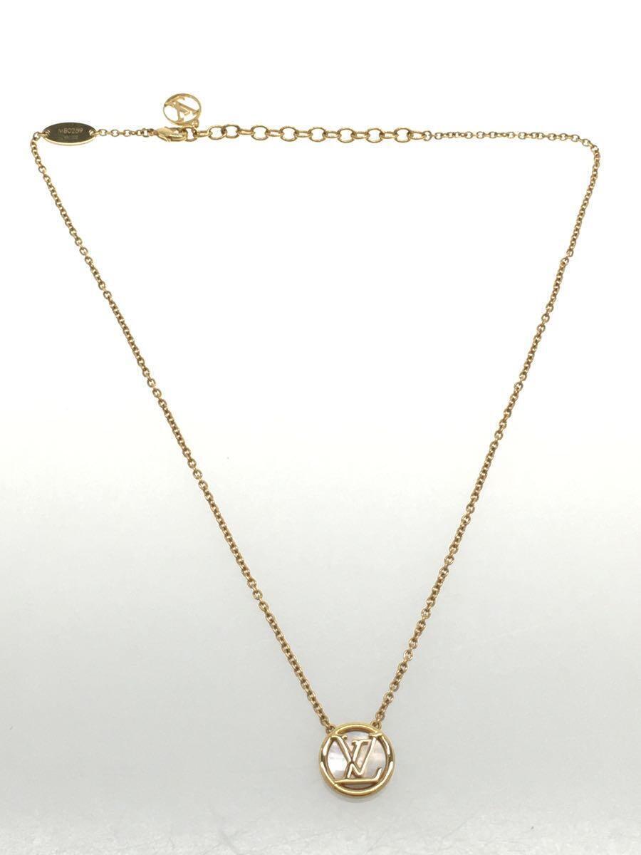 LOUIS VUITTON Collier L TO V Necklace Gold Metal Mother of Pearl 