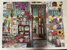FLOWER SHOP Puzzle Ceaco 300 pc Complete Tracy Flickinger Art -Includes Poster