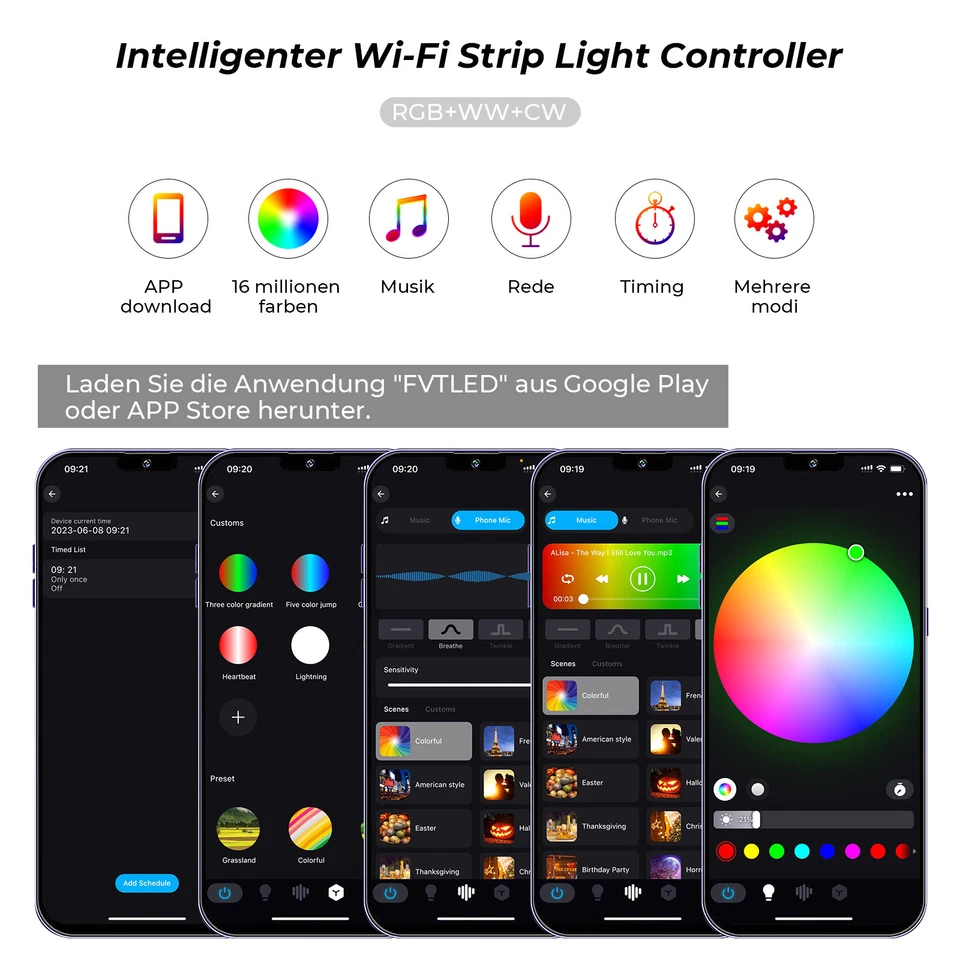 LED RGB Controller Fernbedienung Wifi Musik App Dimmbar Timing mit  - Bild 4 von 4