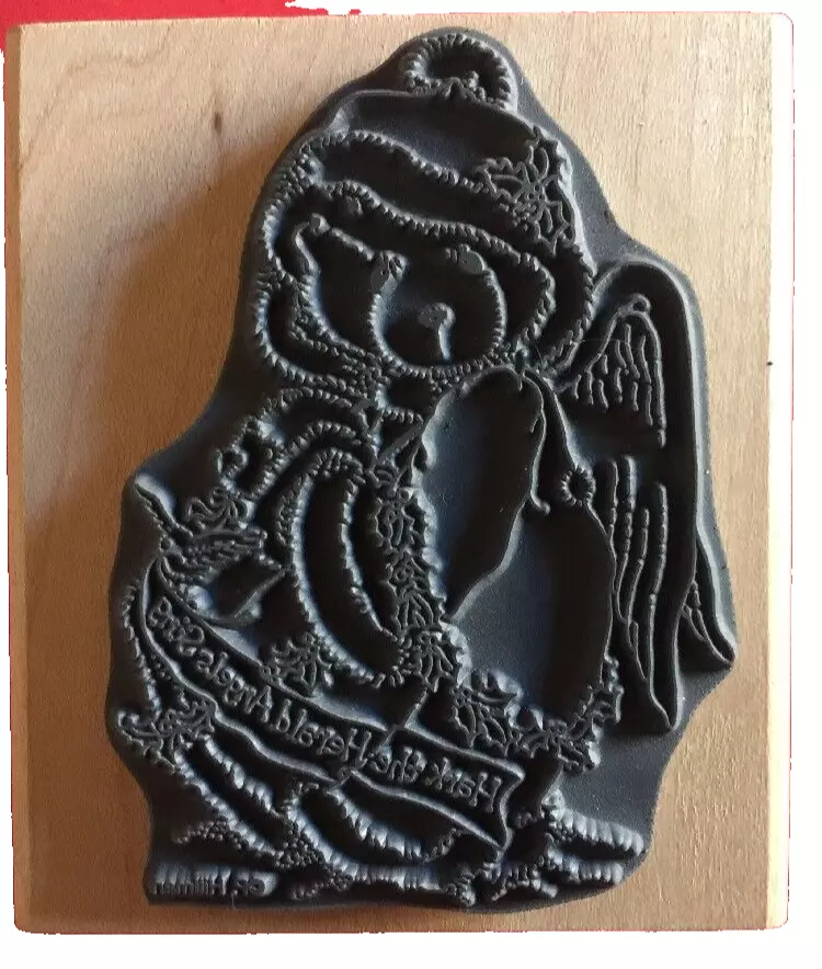 Stampendous Stormi Cherished Teddies Hark The Herald Angel Sing Rubber Stamp VTG - Image 2 of 4