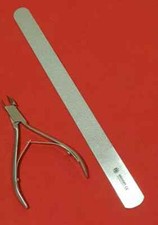 2x Stainless Cuticle Nipper Nail Art Cutter Manicure Pedicure + Dimond Nail file