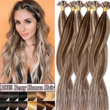 Pre Bonded Russian Remy Human Hair Extensions Keratin Glue Nail U Tip/Blonde 22"