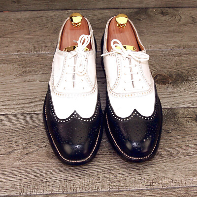 $695 Neiman Marcus GRAVATI Oxford 7 M Black White 14953 *add $15 new Cedar Trees $695 Neiman Marcus GRAVATI Oxford 7 M Black White 14953  main image 3