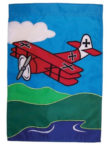 28x40 Red Baron Plane EMBROIDERED Banner Flag Pole Sleeve FAST USA SHIPPING - Afbeelding 1 van 1