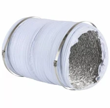 10" x 25' Triple Layered White Vinyl Ducting – Flexible Air Vent Hose for HVAC &