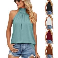Ladies Spring/summer Solid Color Neck Lace-up Knit Vest T-shirt