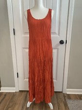 New Eileen Fisher Crushed Silk Tiered Dress F/L Flame Sz Xxs