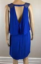 Sandro Paris Blue sleeveless Tiered Dress with Open Back Size 1/US Small