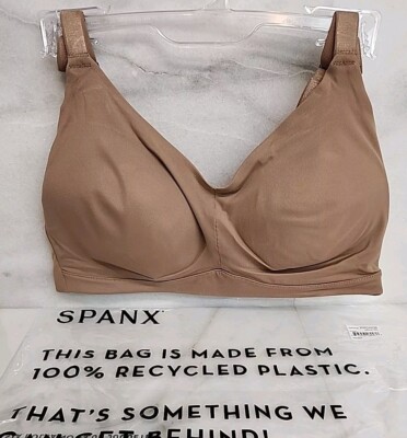 Spanx All-In-One Wireless Bra Sz M Cafe Au Lait Cup D-DD Nylon