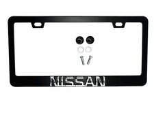 Black License Plate Frame Logo Stainless Steel Emblem For Nissan W Chrome Logo