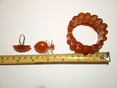 Amber set 1970 YAKO  bracelet brooch ring