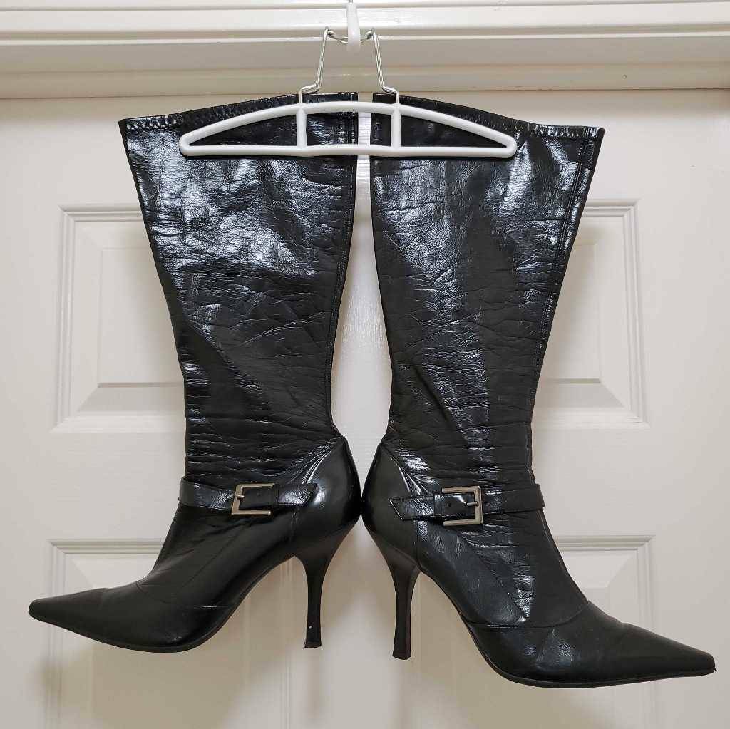 Gianni Bini Womens Boots Black Pleather 