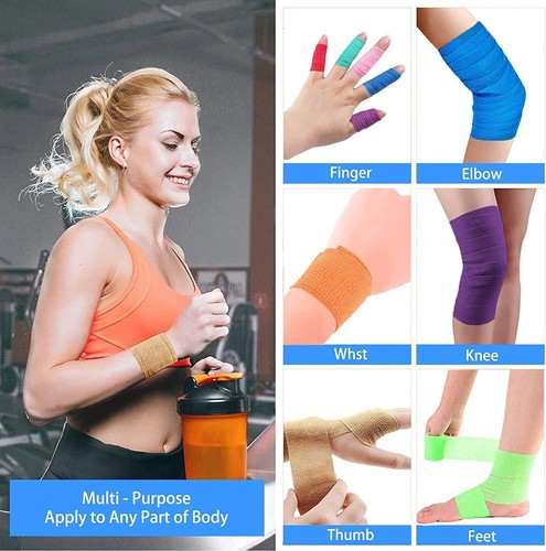 12 ROLLS Self Adhesive Bandage Wrap 2 Inch x 5 Yards, Cohesive Tape USA - Picture 10 of 11