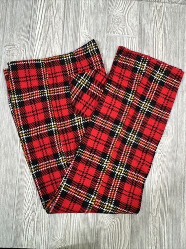 NWT Vintage 60s 70s Red Plaid High Waist Zip Button Acrylic Nylon Womens SZ 14