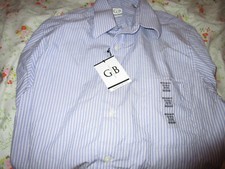 NWT GEOFFREY BEENE REGULAR FIT DRESS SHIRT NAVY STRIPE XL 15 15.5 32/33